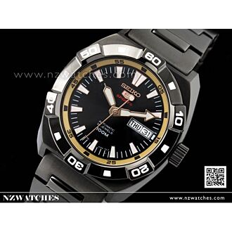 Seiko 5 Automatic Gold Black Mens Sports Watch SRP287K1 SRP287