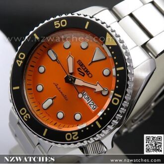 Seiko 5 Sports Orange Dial Stainless Steel 100M Automatic Watch SRPD59K1