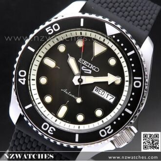 Seiko 5 Sports Black Silicone Strap 100M Automatic Watch SRPD73K2, SRPD73