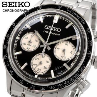 Seiko Mens Chronograph Watch with Black Dial Quartz Watch SSB479P1