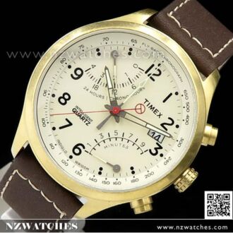 Timex Intelligent Quartz Fly-Back Chronograph Gold Brown Watch T2P510