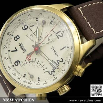 Timex Intelligent Quartz Fly-Back Chronograph Gold Brown Watch T2P510