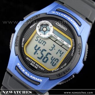 Casio 5 Alarm 50 Meter WR Digital Resin Watch W-213-2A, W213