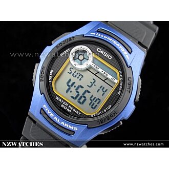 Casio 5 Alarm 50 Meter WR Digital Resin Watch W-213-2A, W213