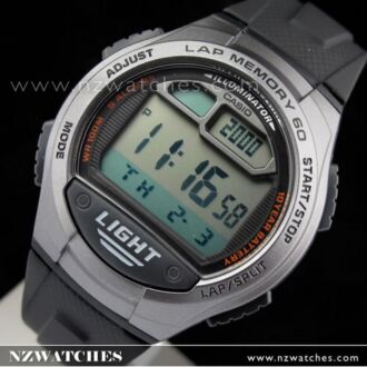 Casio 5 Alarms Lap memory 60 Digital 100M Sport Watch W-734-1AV, W734