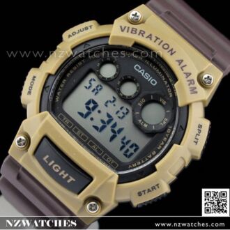 Casio 10Yrs Battery Vibration 5 alarm Brown Sport Watch W-735H-5AV, W735H
