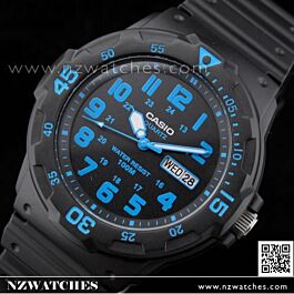 Casio Orologio Uomo Classic MRW200H-2B2V - Quarzo, 100m Water Resistant, Lunetta Girevole, Nero/Blu