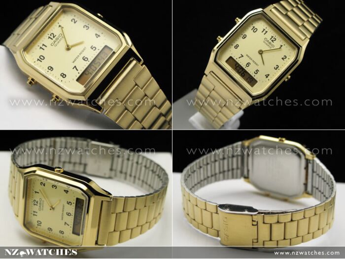 BUY CASIO DIGITAL ANALOG VINTAGE WATCH AQ230 AQ-230GA-9B GOLD