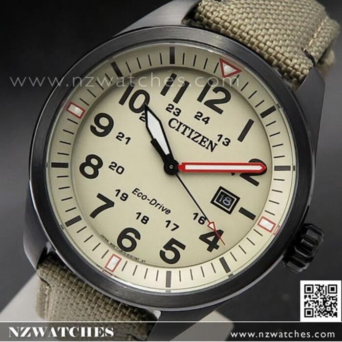 Citizen Eco Drive Solar Military Nylon Strap Watch AW5005 12X