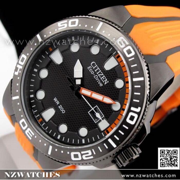 BUY Citizen Eco-Drive Black Orange 200M Scuba Fin Divers Watch