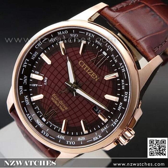 BUY Citizen Eco-Drive World Time Sapphire Leather Strap Watch