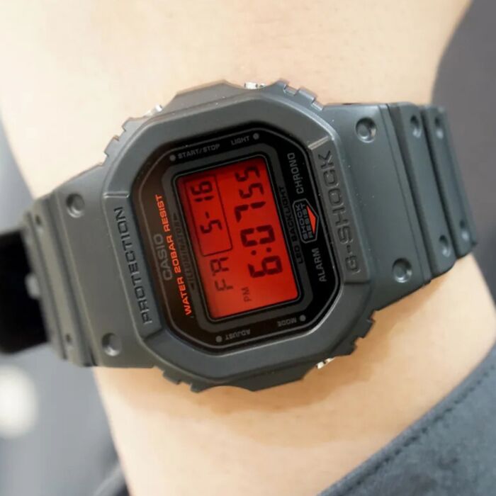 Casio G-Shock Black and Bold Red Digital Resin Watch DW-5600BBR-1