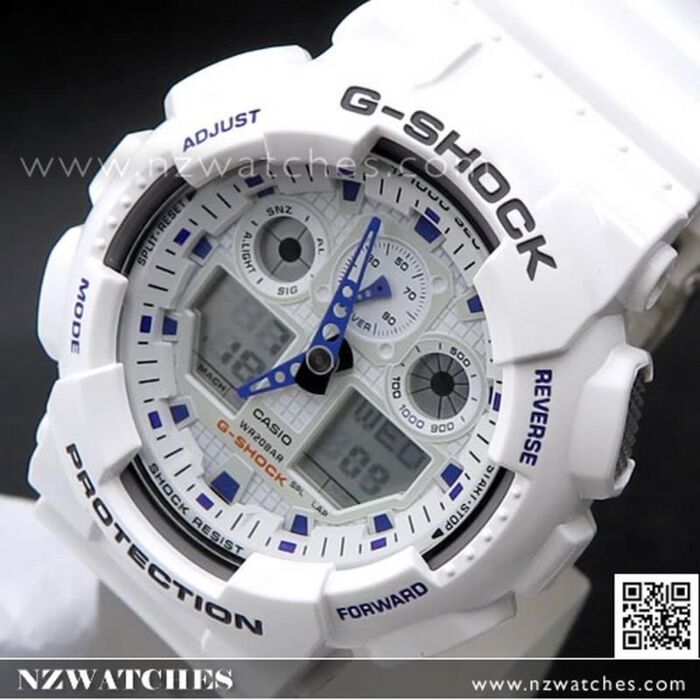 BUY Casio G Shock Velocity Indicator Alarm Watch GA 100A 7A White Buy Watches Online CASIO NZ Watches