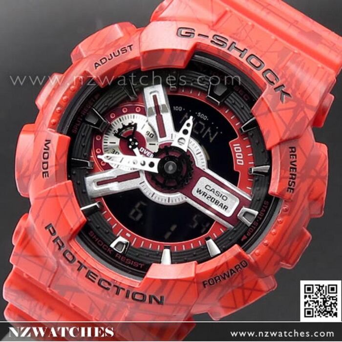 BUY Casio G Shock Slash Pattern Analog Digital Red Sport Watch GA