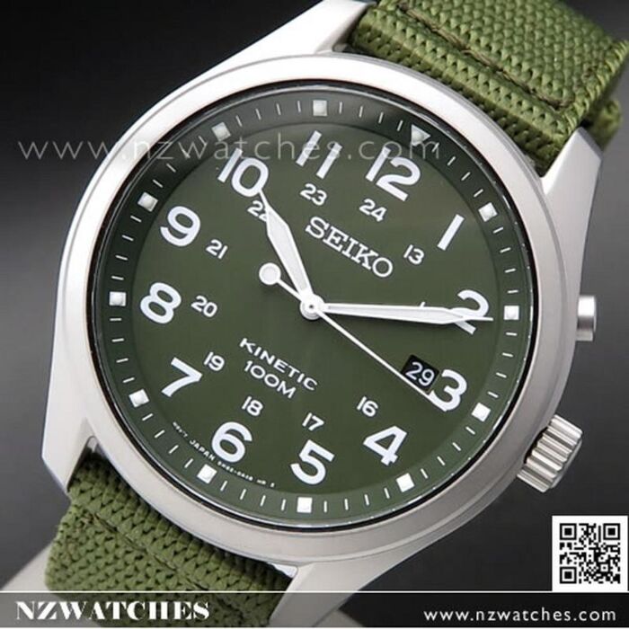 BUY Seiko Kinetic Green Dial 100M Nylon Strap Military Watch SKA725P1,  SKA725 - Buy Watches Online | SEIKO NZ Watches