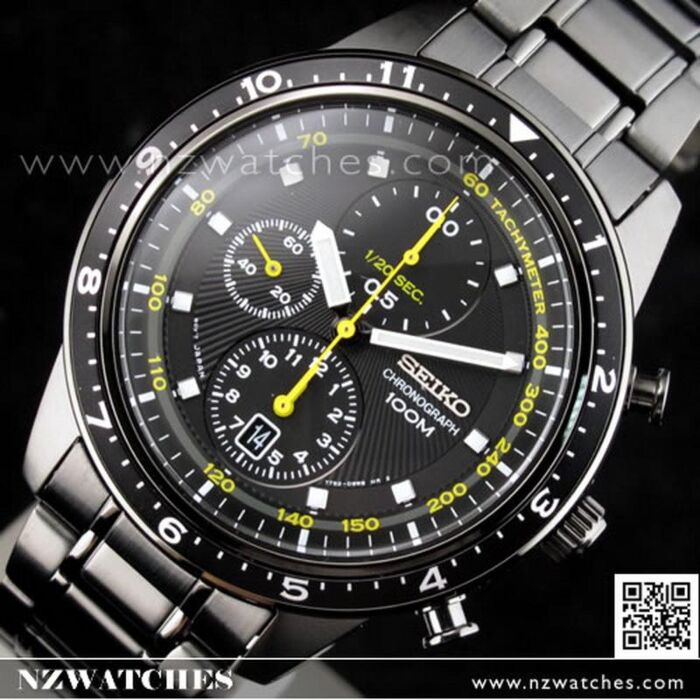 BUY Seiko Chronograph Gunmetal IP Steel Black Mens Watch SNDF43P1 ...