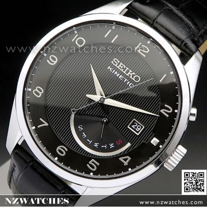 BUY Seiko Kinetic Black Leather Strap Mens Watch SRN051P1 - Buy Watches  Online | SEIKO NZ Watches