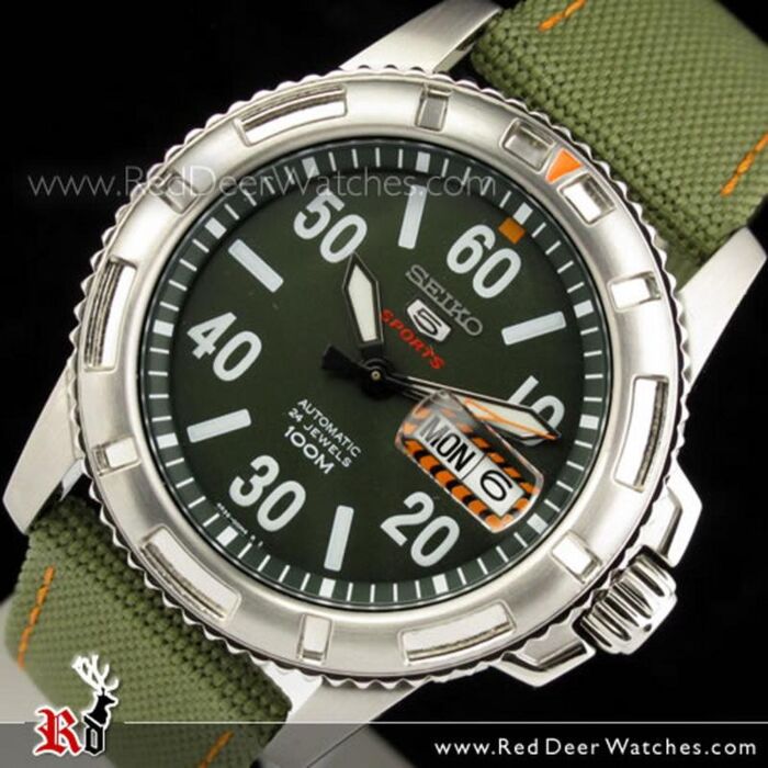 BUY Seiko Automatic Military Green Nylon Strap Sport Watch