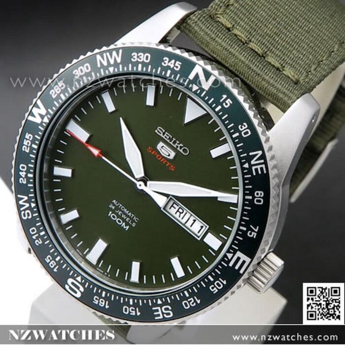 BUY Seiko 5 Automatic Green Nylon Strap 100M Sport Watch SRP663K1 SRP663 Buy Watches Online SEIKO NZ Watches