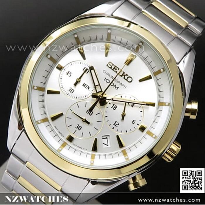 BUY Seiko Chronograph Two Tone Mens Watch SSB090P1 SSB090 Buy Watches Online SEIKO NZ Watches