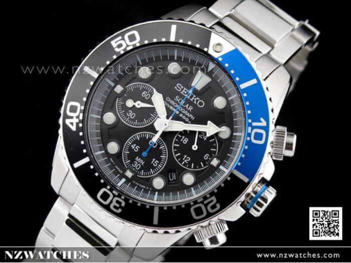 BUY Seiko Solar Chronograph Screw Down Crown Divers Mens Watch SSC017P1 SSC017 Buy Watches Online SEIKO NZ Watches