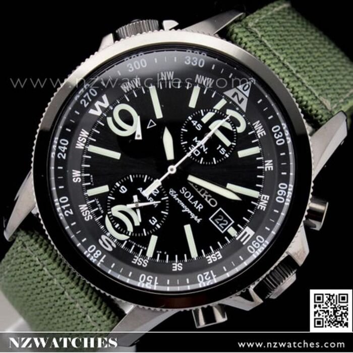BUY Seiko Solar Chronograph Nylon Strap Military Watch SSC137P1, SSC137 -  Buy Watches Online | SEIKO NZ Watches