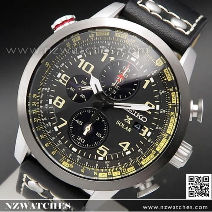 BUY Seiko Prospex Solar Chronograph Calfskin Strap Mens Watch