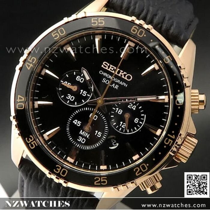 BUY Seiko Solar Black Dial Rose Gold Chronograph Mens Watch SSC448P1 - Buy  Watches Online | SEIKO NZ Watches