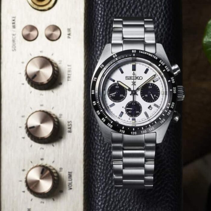 Seiko Porspex Chronograph Speedtimer Panda Solar Watch SSC813P1